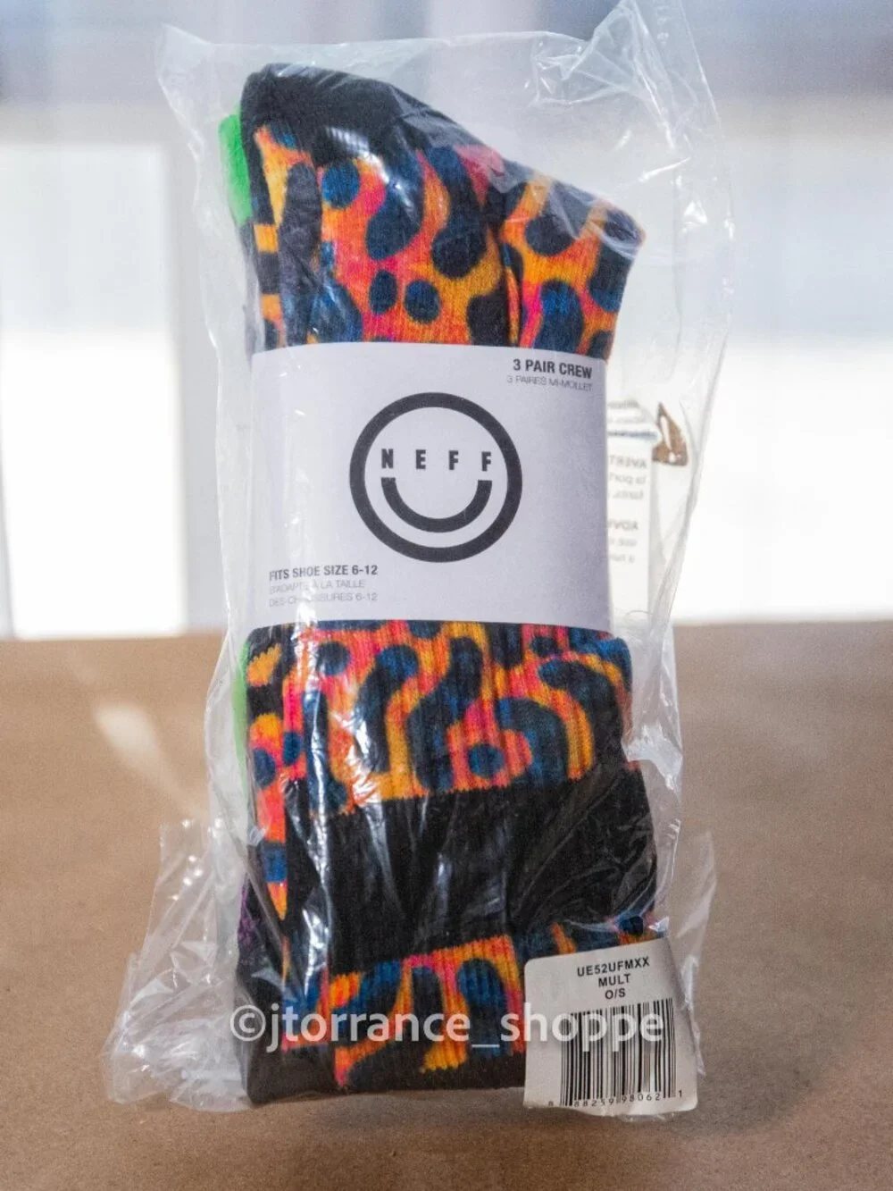 3-PACK (9 pairs) Neff Unisex Crew Socks 6-12 animal mushroom camo graphic prints